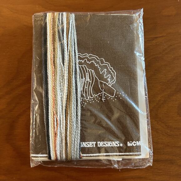 Vintage Jiffy Stitchery Sunset Design ONION TUN SHELL Crewel Kit #842 NEW - Picture 4 of 4